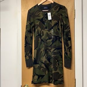 NWT XS polo Ralph Lauren camo Henley shirt dress
